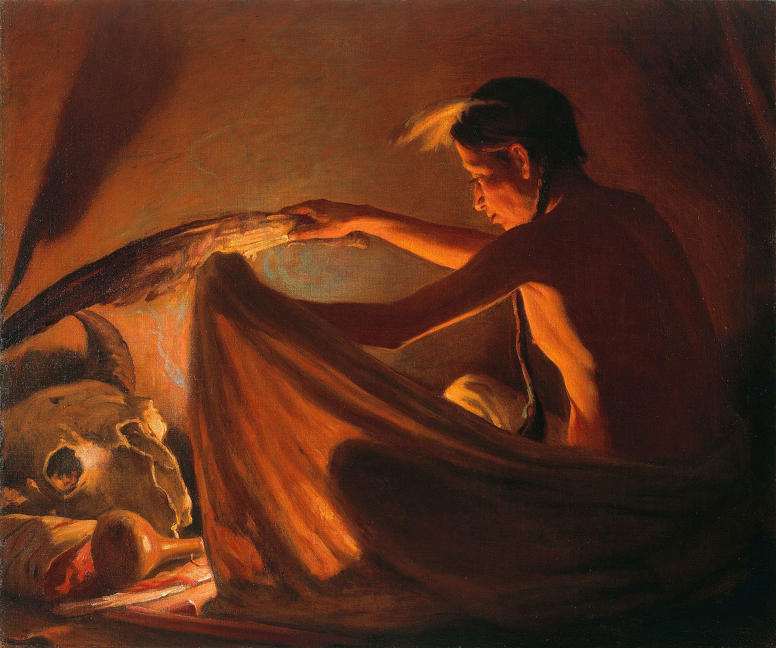 John and ther Bufalo Skull - Firelight; [El Greco]